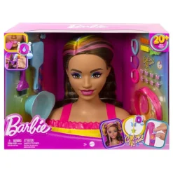 Barbie Castaña Fashion Style Peinados Arcoíris Neón