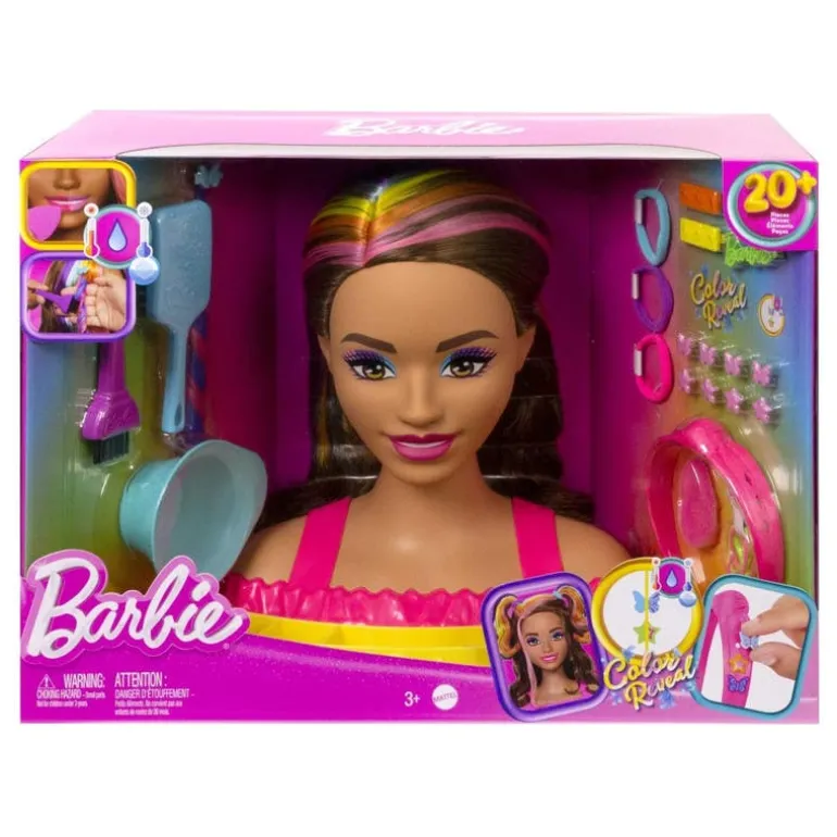 Barbie Castaña Fashion Style Peinados Arcoíris Neón