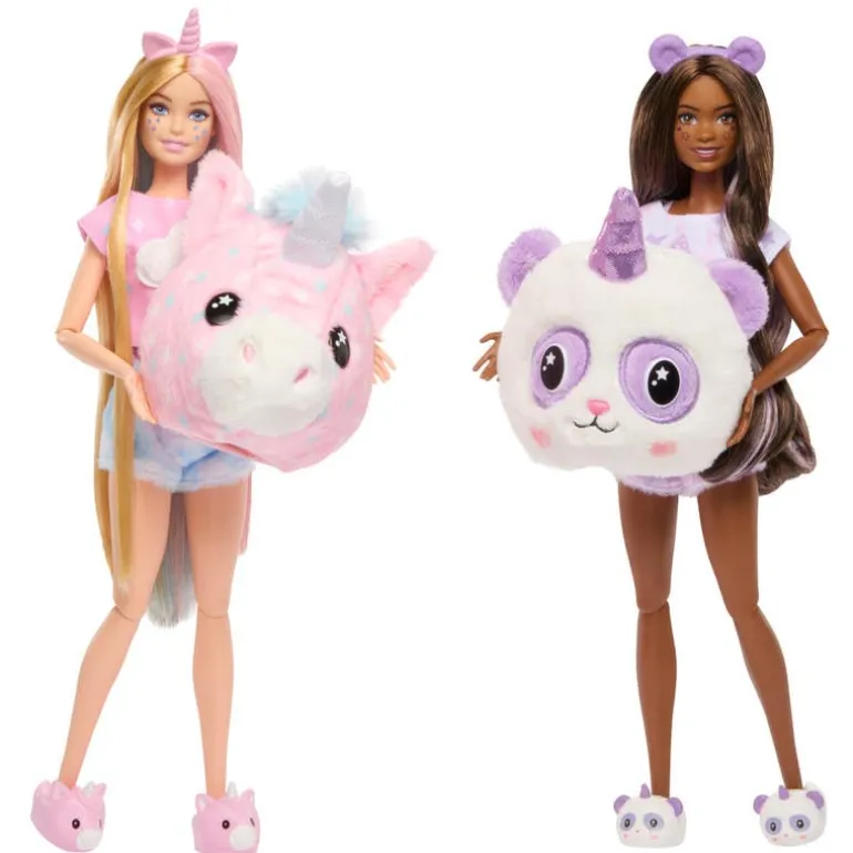 Barbie Cutie Reveal Pijamada 2 Pack Disfraz de Unicornio y Pandacornio