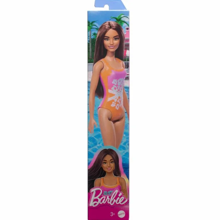 Barbie Fashion Doll & Beauty de Playa con Traje de Baño Naranja