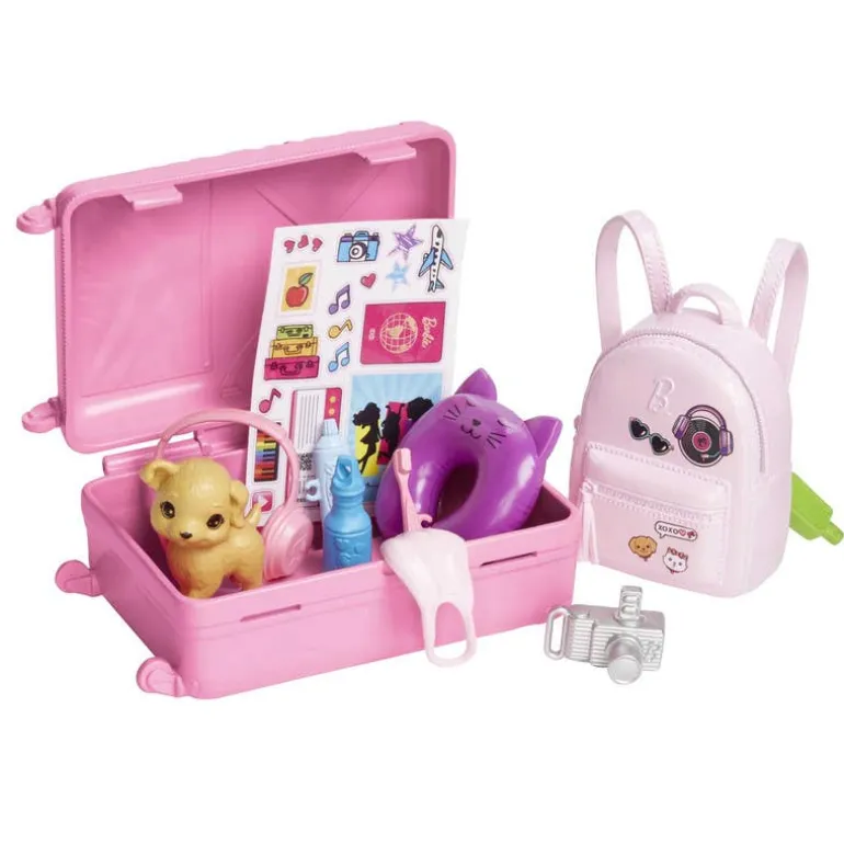 Barbie Fashion Viajera con Perrito Incluye 10 Accesorios de Viaje