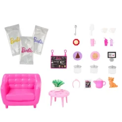 Barbie Fashion y Beauty Set de Tienda de Té con Muñeca y más de 20 Accesorios