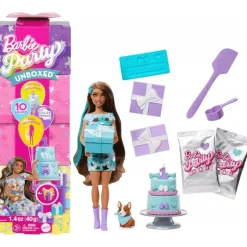 Barbie Party Unboxed Muñeca Get Ready With Me Vestido Morado JFG68-