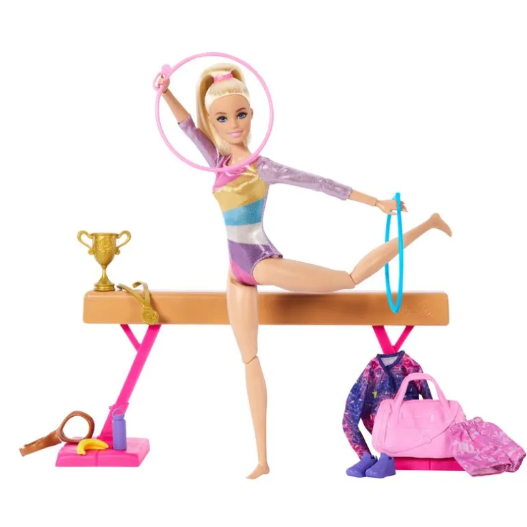Barbie Rubia Profesiones Gimnasta con Set y Accesorios