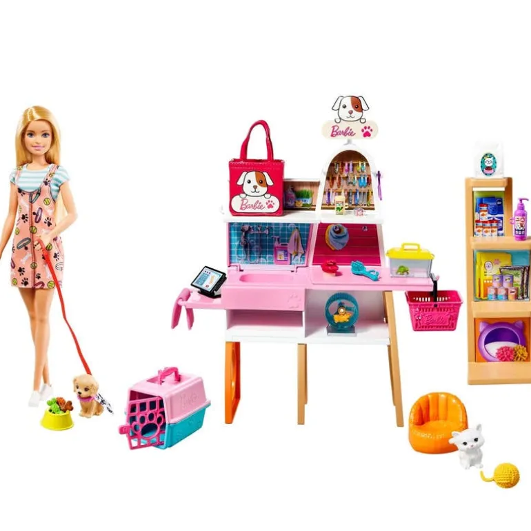 Barbie Set deTienda Cuidado Para Mascotas Incluye Barbie Cuidadora