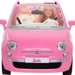 Barbie Vehículo para Muñecas Fiat Rosa con Muñeca HRG59