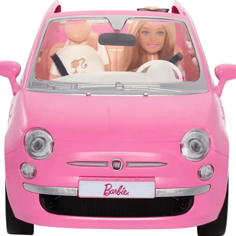 Barbie Vehículo para Muñecas Fiat Rosa con Muñeca HRG59