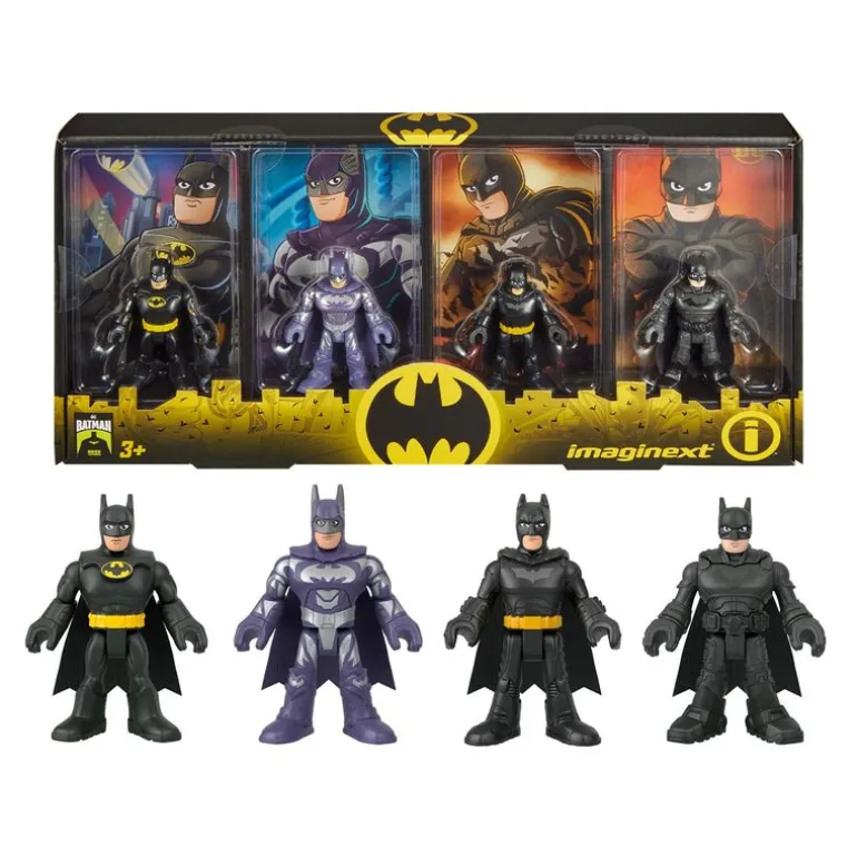Batman 85 Aniversario Imaginext Pack de 4 Batman: Michael Keaton, George Clooney, Christian Bale y Robert Pattinson