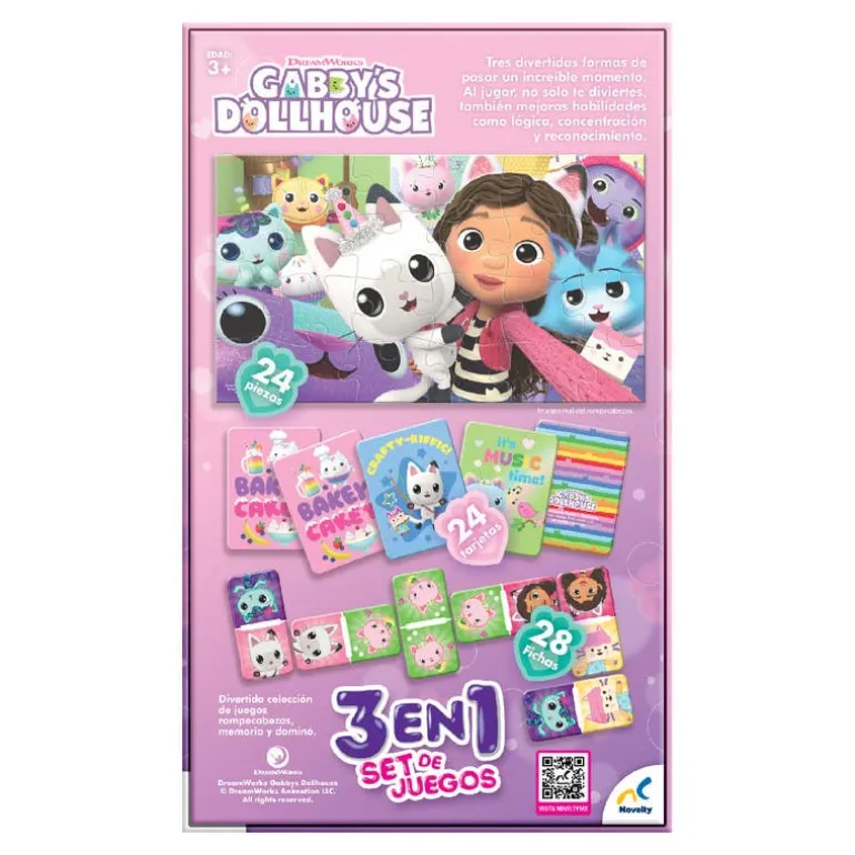 Gabby's Doll House Set de Juegos de Mesa 3 en 1