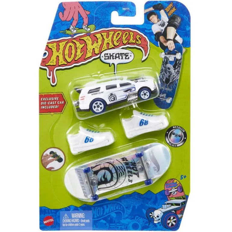 Hot Wheels 2 Pack Skate Patineta y Carro Blanco