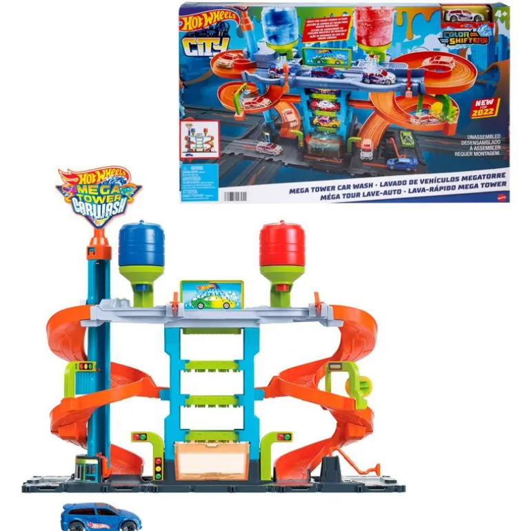 Hot Wheels City Set y Pista Mega Torre de Autolavado
