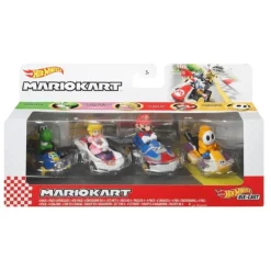 Hot Wheels Mario Kart Set de 4 Vehículos, incluye: Mario, Princesa Peach, Yoshi y Ghost