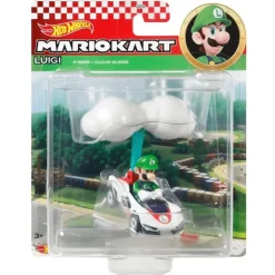 Hot Wheels Mario Kart Vehículo Luigi con Glider