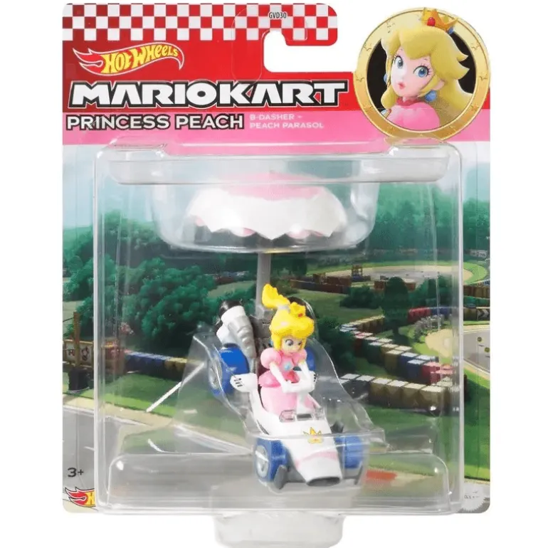 Hot Wheels Mario Kart Vehículo Peach con Glider