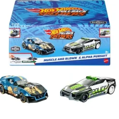 Hot Wheels Pull-Back Speeders 2 Pack Modelos: Muscle and Blown & Alpha Pursuit.Cuentan con Sistema de Fricción
