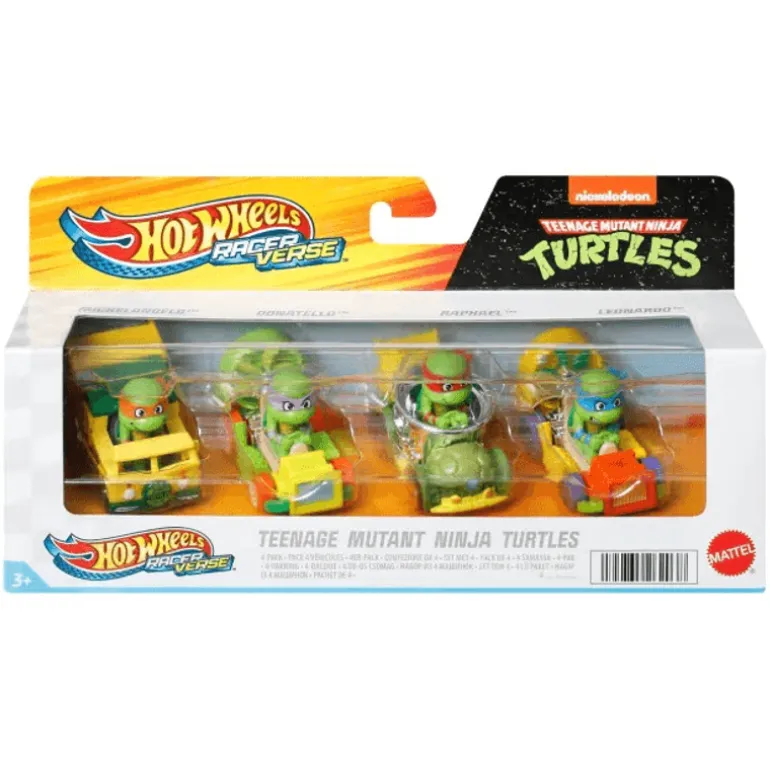 Hot Wheels RacerVerse Tortugas Ninja Paquete 4 Personajes HKD30