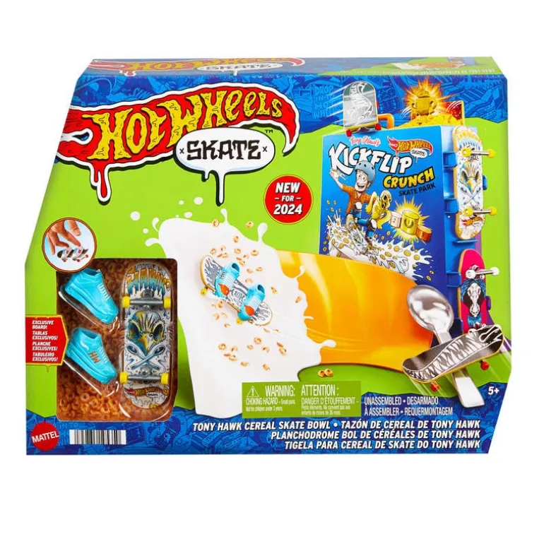 Hot Wheels Skate Park Bowl de Cereal Incluye Patineta y Sneakers