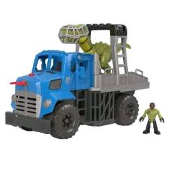 Jurassic World Imaginext Vehículo Transportador de Dinosaurios, Inlcuye Dinosaurio, Figura de acción y Lanzador de Dardos
