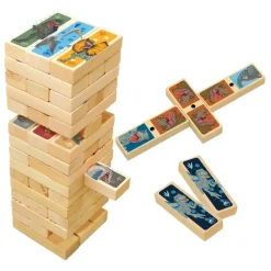 Jurassic World Jenga con Domino Juegos de Mesa