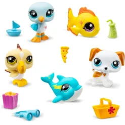 Littlest Pet Set de Figuras de Playa con 5 Mascotitas con Accesorios