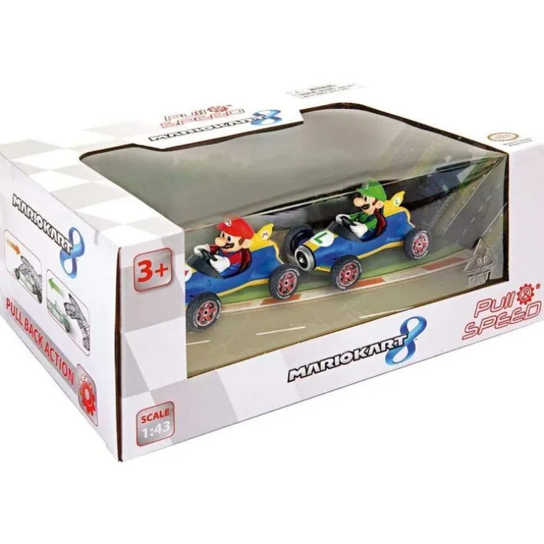 Mario Kart Set de 2 Vehículos de Mario y Luigi
