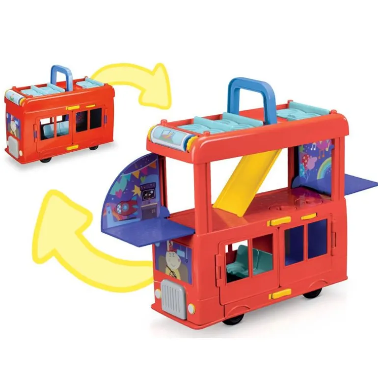 Peppa Pig Set de Juegos Party Bus con Accesorios de Fiesta y las Figuras de Peppa, Pedro y Candy