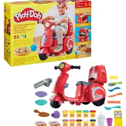 Play-Doh Vespa Montable Correpasillos y Pizzería con 15 Accesorios y 10 Latas