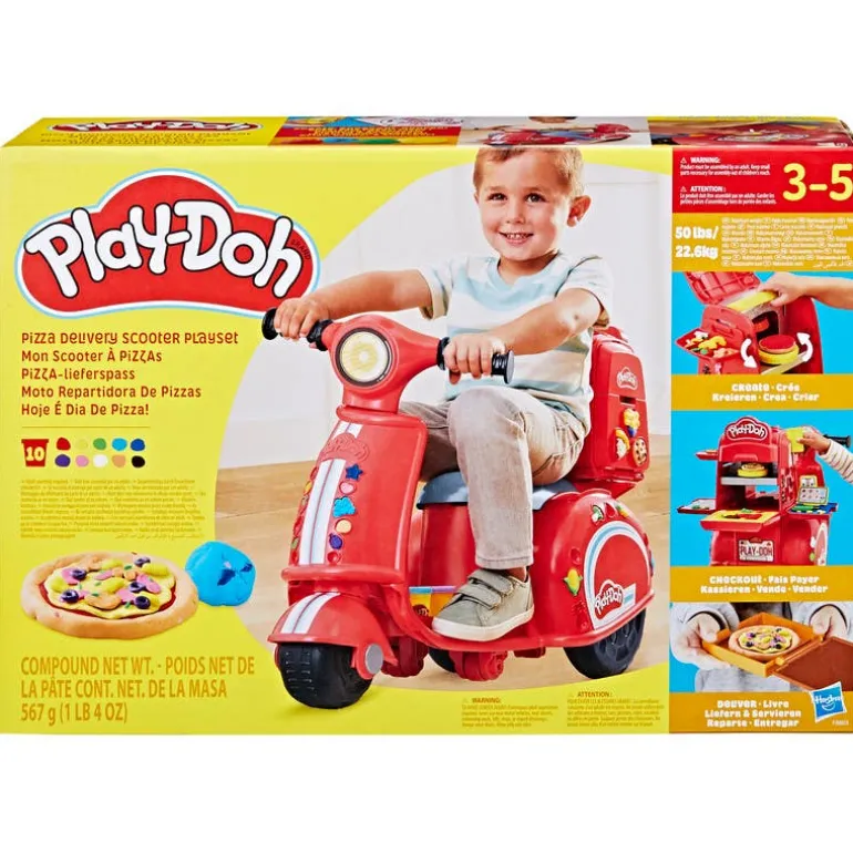 Play-Doh Vespa Montable Correpasillos y Pizzería con 15 Accesorios y 10 Latas