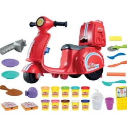 Play-Doh Vespa Montable Correpasillos y Pizzería con 15 Accesorios y 10 Latas