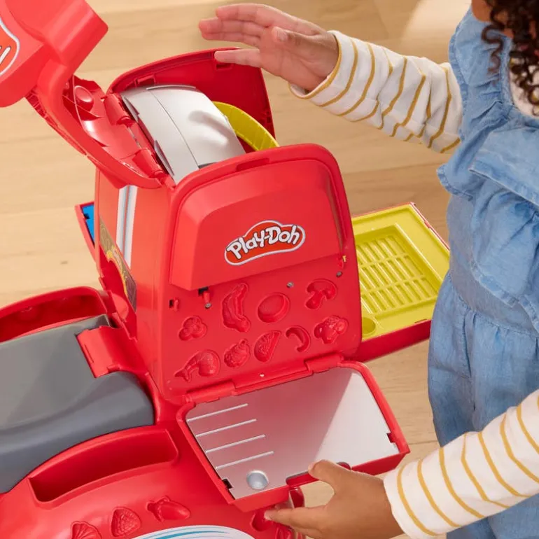 Play-Doh Vespa Montable Correpasillos y Pizzería con 15 Accesorios y 10 Latas