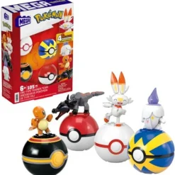 Pokémon Equipo de Fuego Mega Construx con 4 Pokeballs