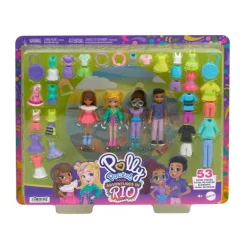 Polly Pocket Disfraz Moditas Aventuras en Río con 4 Mini Muñecos y 53 Accesorios