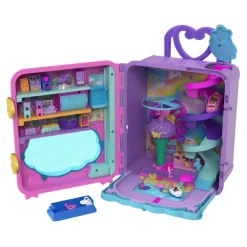 Polly Pocket Maleta con Resort con Alberca, Habitaciones, Helicóptero y más de 30 Accesorios