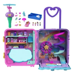 Polly Pocket Maleta con Resort con Alberca, Habitaciones, Helicóptero y más de 30 Accesorios