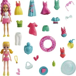 Polly Pocket Set de Juegos Moda de Playa 2 Muñecas con más de 15 accesorios