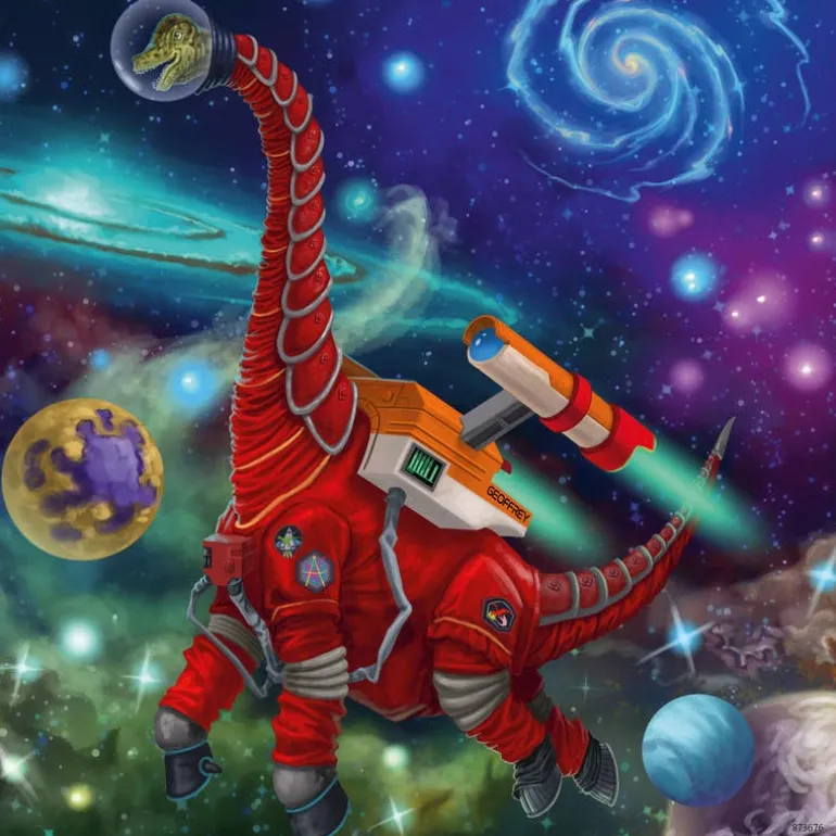 Rompecabezas Dino Space, 3 rompecabezas de 49 piezas.