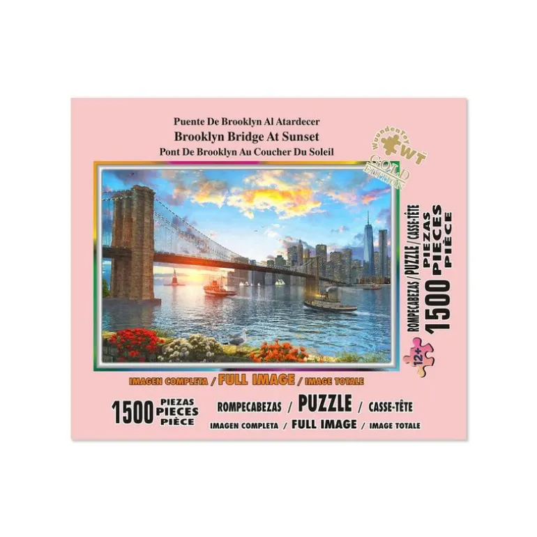 Rompecabezas Puente De Brooklyn Al Atardecer de 1500 Piezas