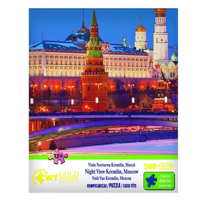 Rompecabezas Vista Nocturna Kremlin, Moscú de 500 Piezas