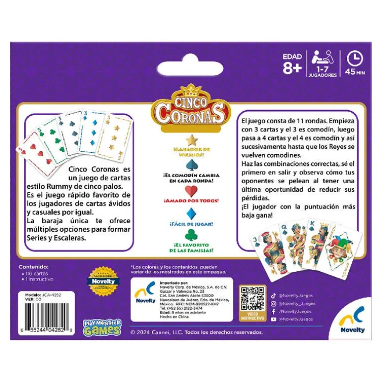 Rumy Juego de Cartas Cinco Coronas Juego de Mesa