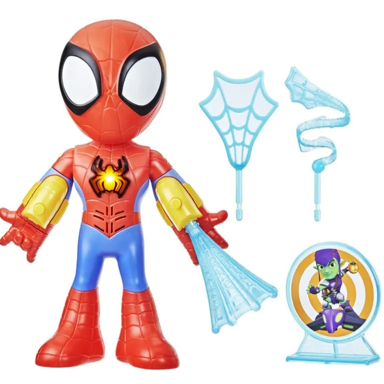 Spiderman Muñeco Spidey con Máscara Desplegable, con Traje Electrónico y Lanza Telarañas