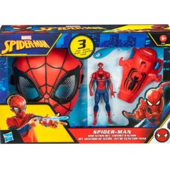 Spiderman Set de Juegos: Máscara de Spiderman para Niños, Lanzatelarañas y Figura de Acción