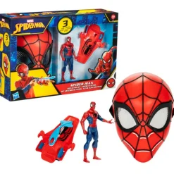 Spiderman Set de Juegos: Máscara de Spiderman para Niños, Lanzatelarañas y Figura de Acción