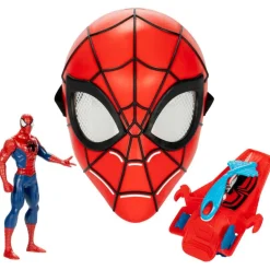 Spiderman Set de Juegos: Máscara de Spiderman para Niños, Lanzatelarañas y Figura de Acción